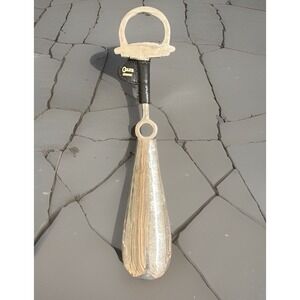 Neiman Marcus Solid Brass Shoehorn‎ W/ Stirrup Handle 9" Long Made in Italy